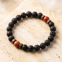 Lava Stone & Red Jasper Bracelet "Falcon Veil"