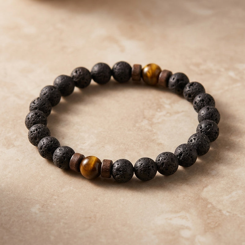 Lava Stone & Tiger Eye Bracelet "Falcon Veil"