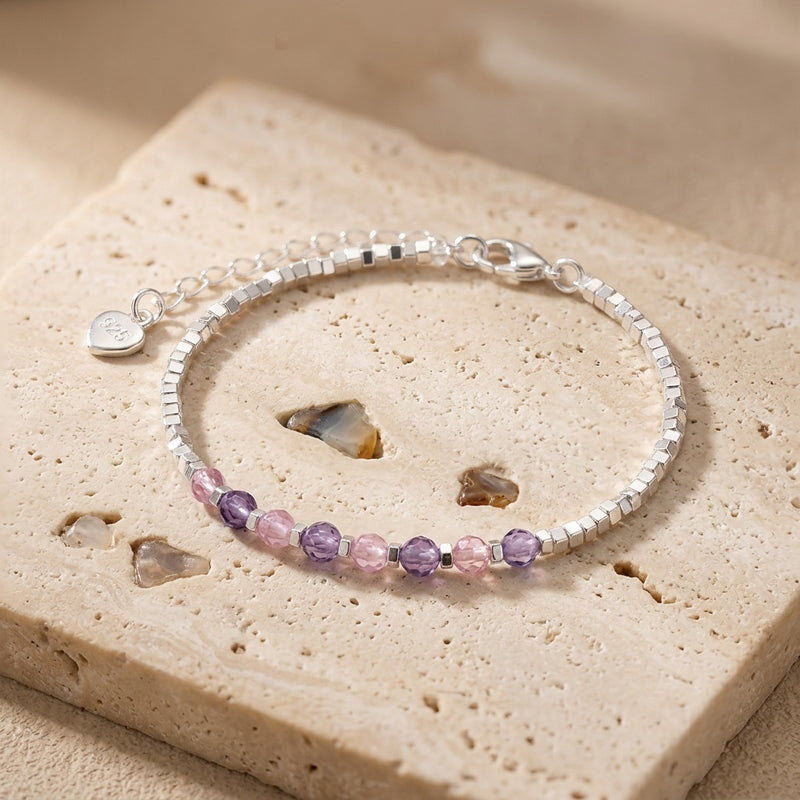 Lepidolite & Rose Quartz Bracelet "Serenity Bloom"