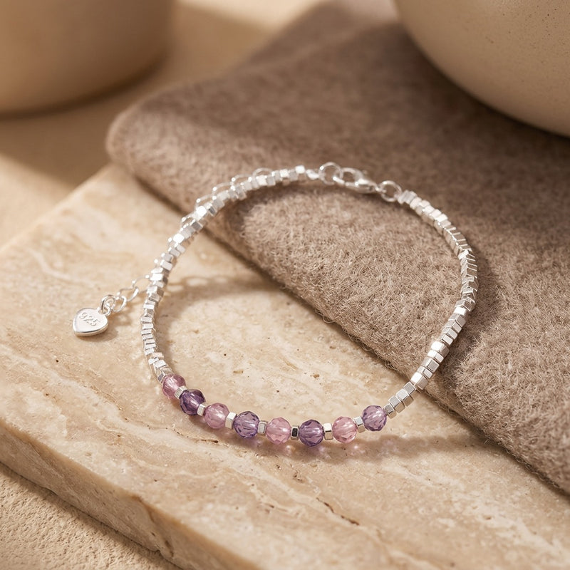 Lepidolite & Rose Quartz Bracelet "Serenity Bloom"