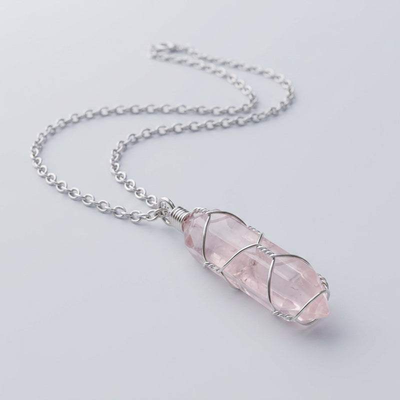 Silver Rose Quartz Necklace "Nexa"