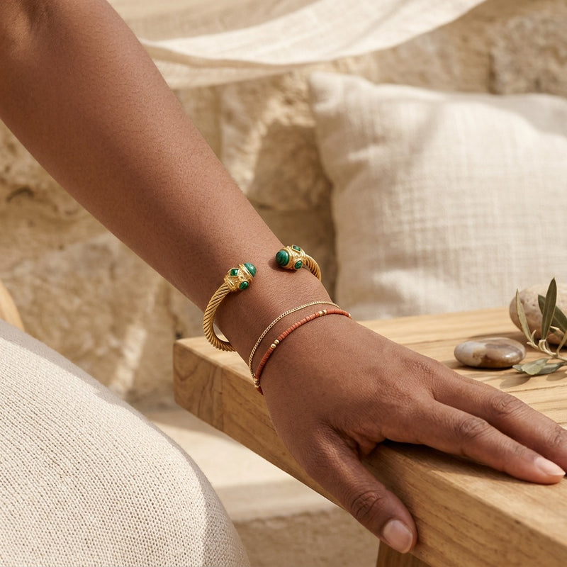 Malachite Cuff Bracelet “Veloris”