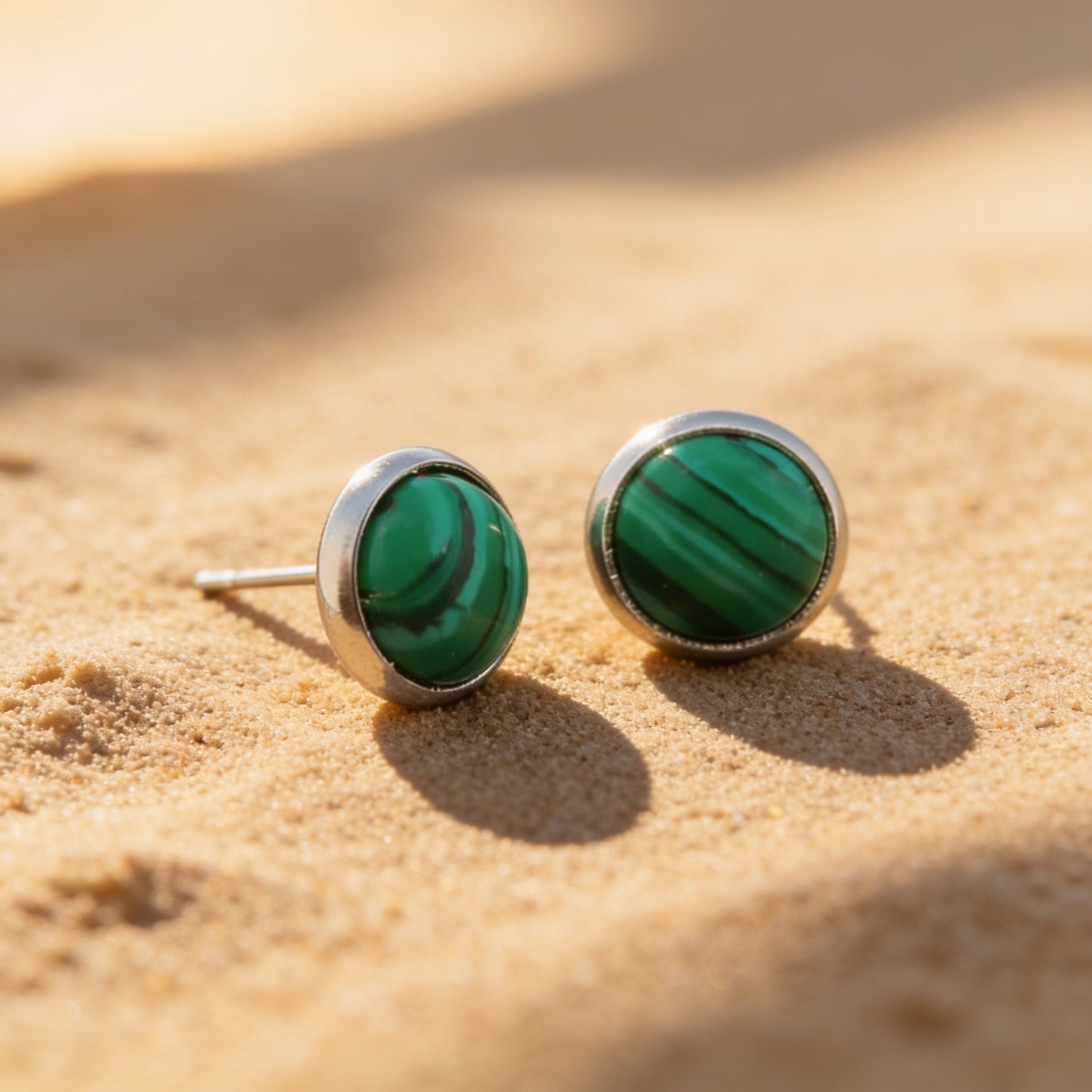 Malachite Stud Earrings "Orbita"