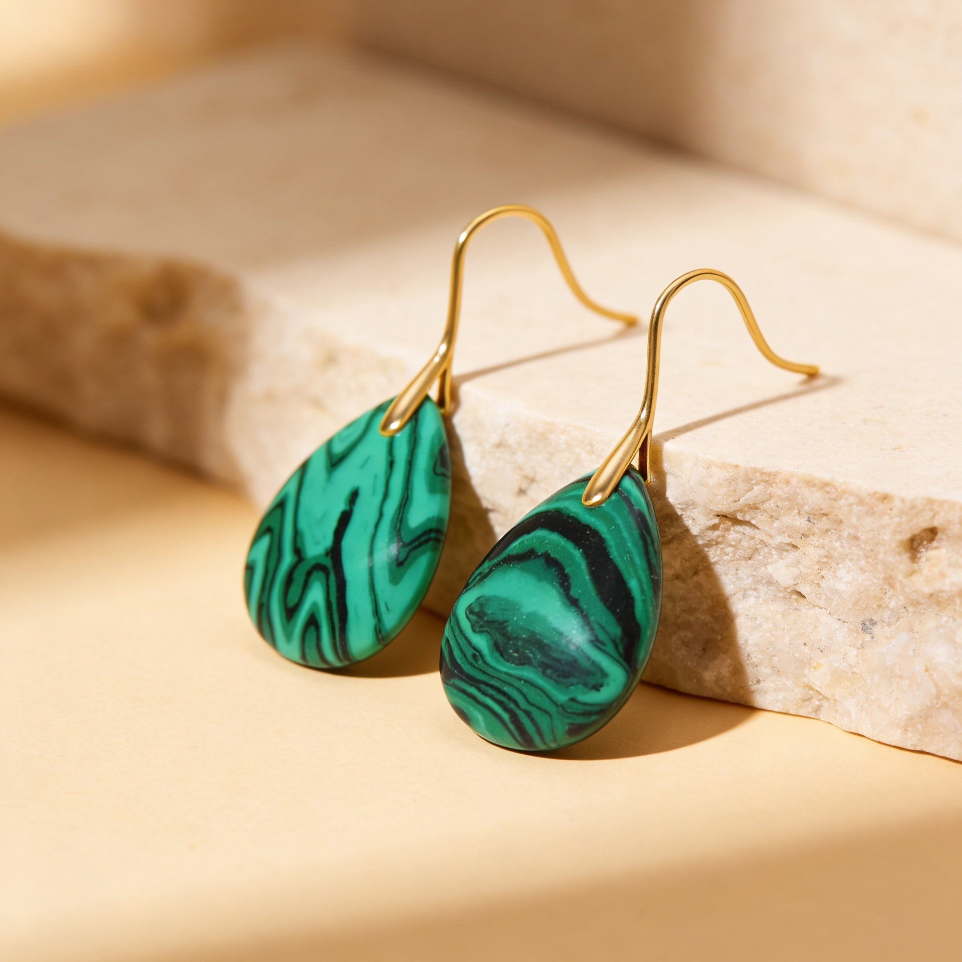 Malachite Stone Earrings "Virelya"