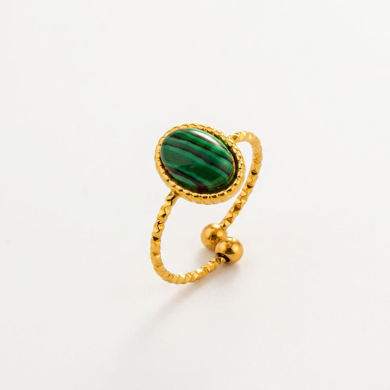 Malachite Adjustable Ring "Aureth"
