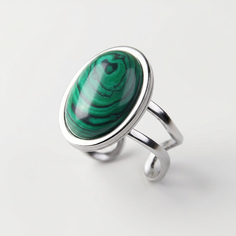 Malachite Stone Adjustable Ring "Verdara"