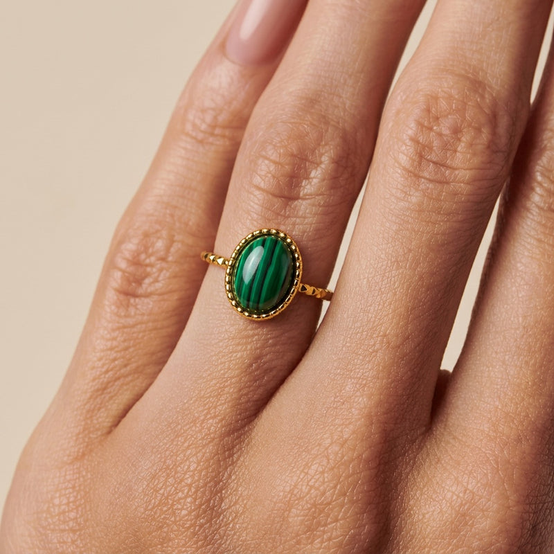 Malachite Adjustable Ring "Aureth"