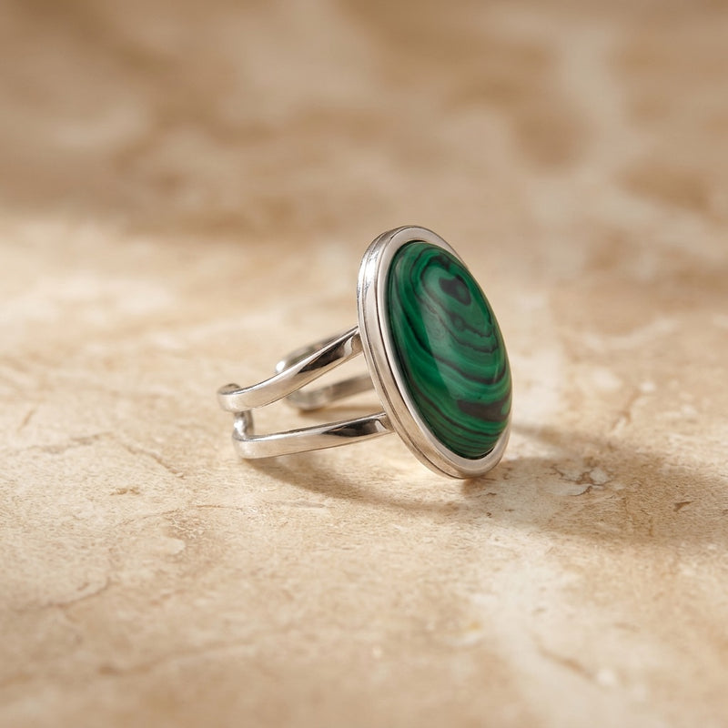 Malachite Stone Adjustable Ring "Verdara"