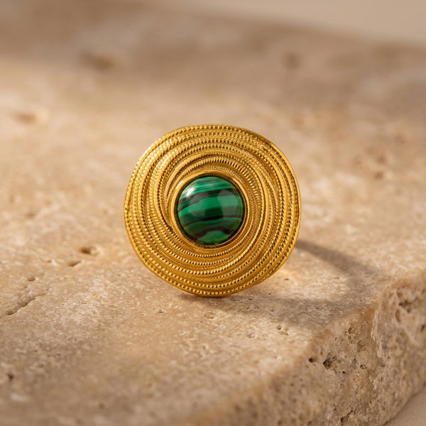 Malachite Adjustable Ring "Elarion"