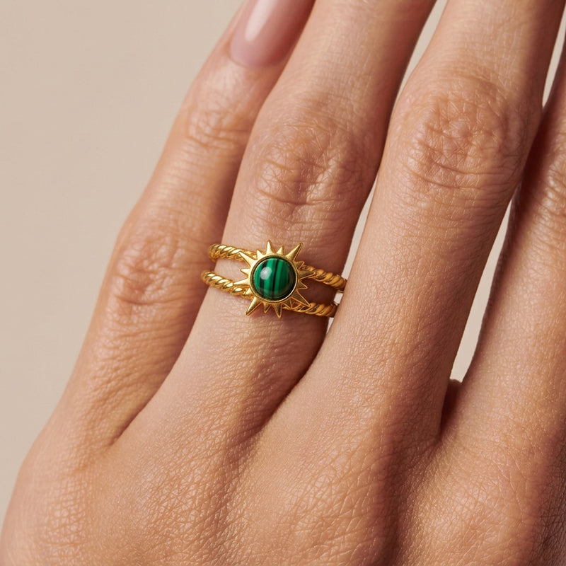 Malachite Adjustable Ring “Soleryn”