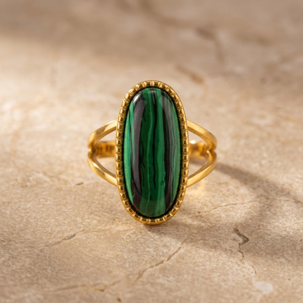 Malachite Adjustable Ring "Calyros"