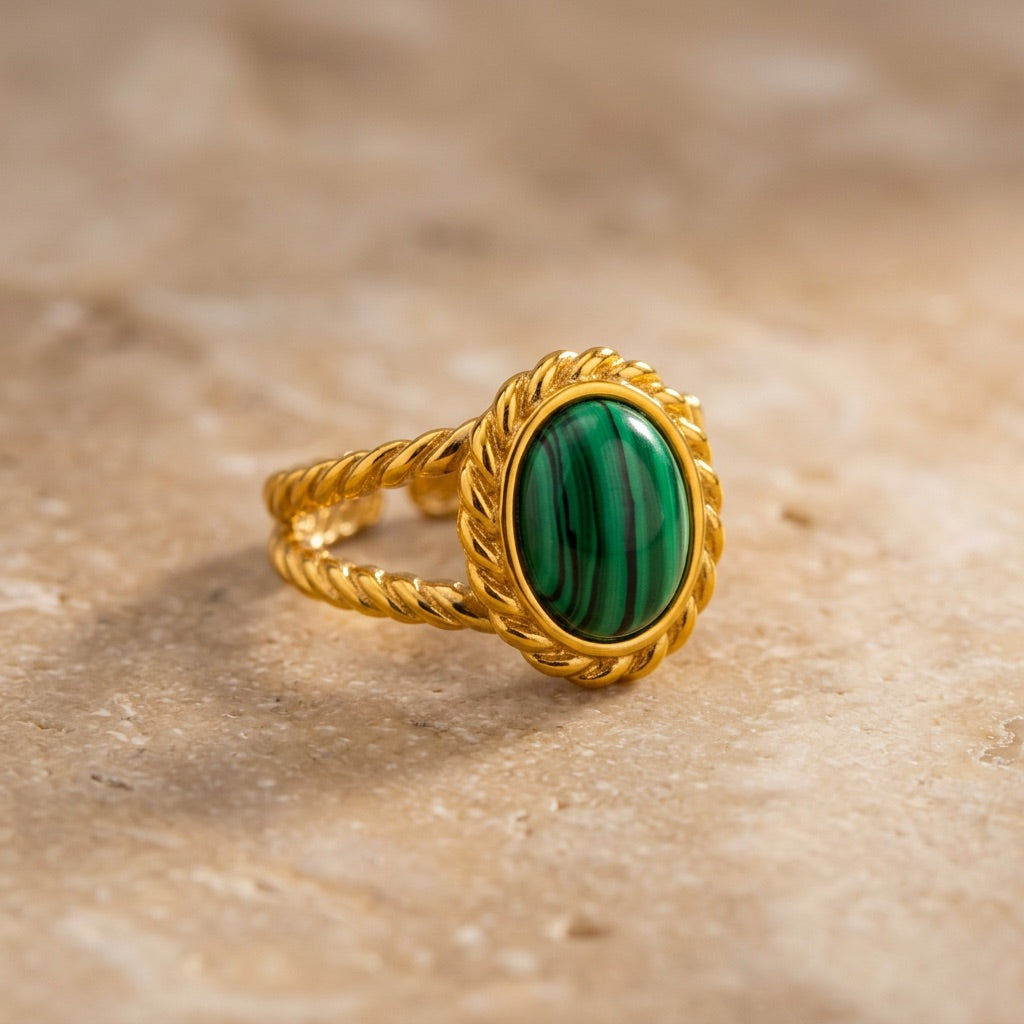 Malachite Adjustable Ring “Sylvenor”