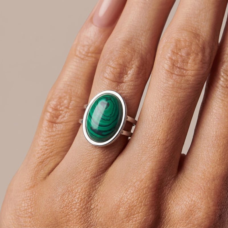 Malachite Stone Adjustable Ring "Verdara"