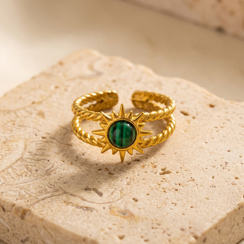 Malachite Adjustable Ring “Soleryn”
