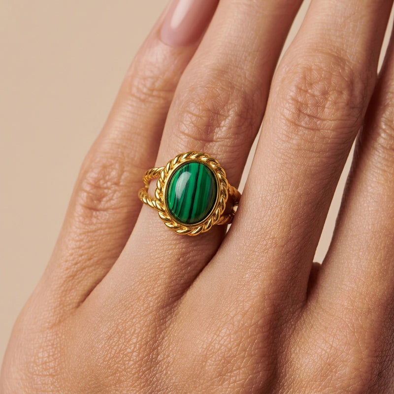 Malachite Adjustable Ring “Sylvenor”