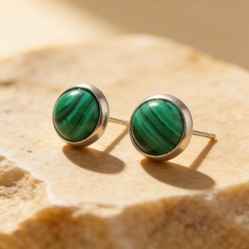 Malachite Stud Earrings "Orbita"