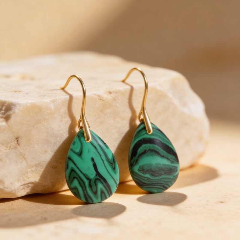 Malachite Stone Earrings "Virelya"