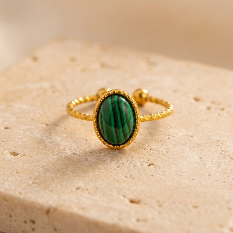 Malachite Adjustable Ring "Aureth"