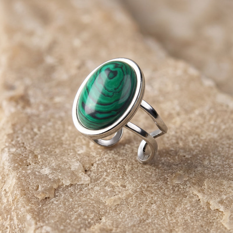 Malachite Stone Adjustable Ring "Verdara"