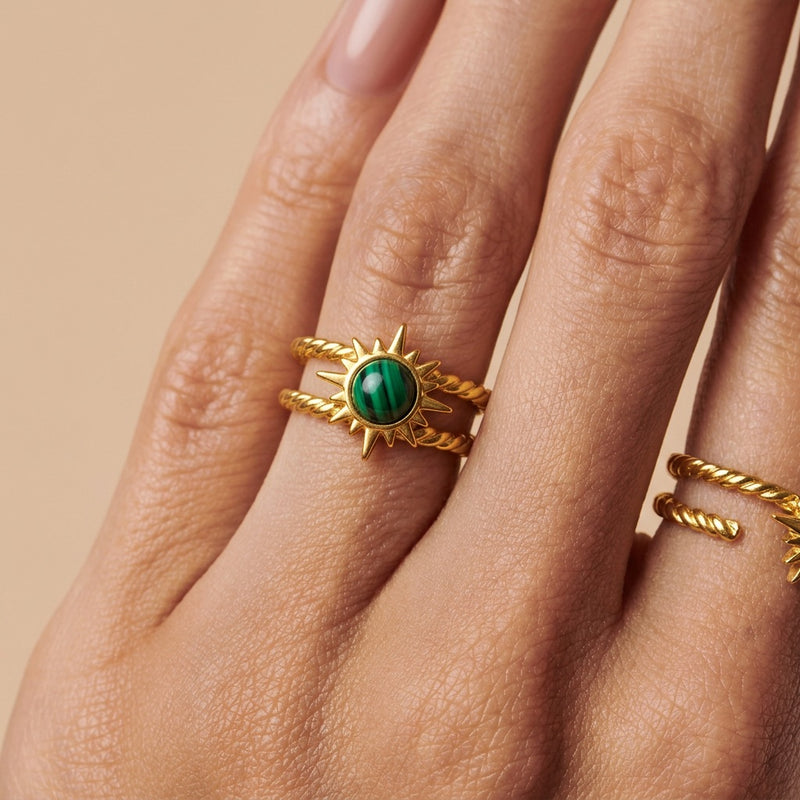 Malachite Adjustable Ring “Soleryn”