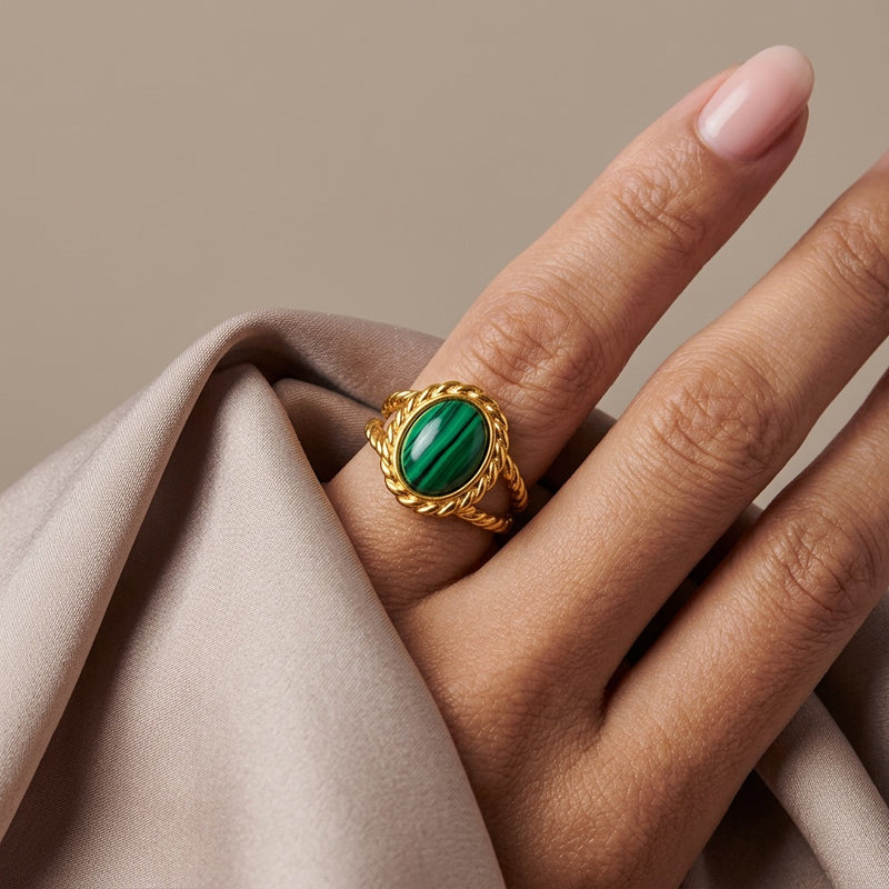 Malachite Adjustable Ring “Sylvenor”