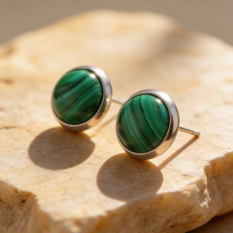Malachite Stud Earrings "Orbita"