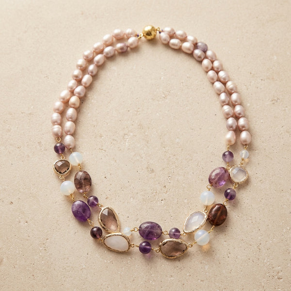 Amethyst & Moonstone Necklace "Diva"