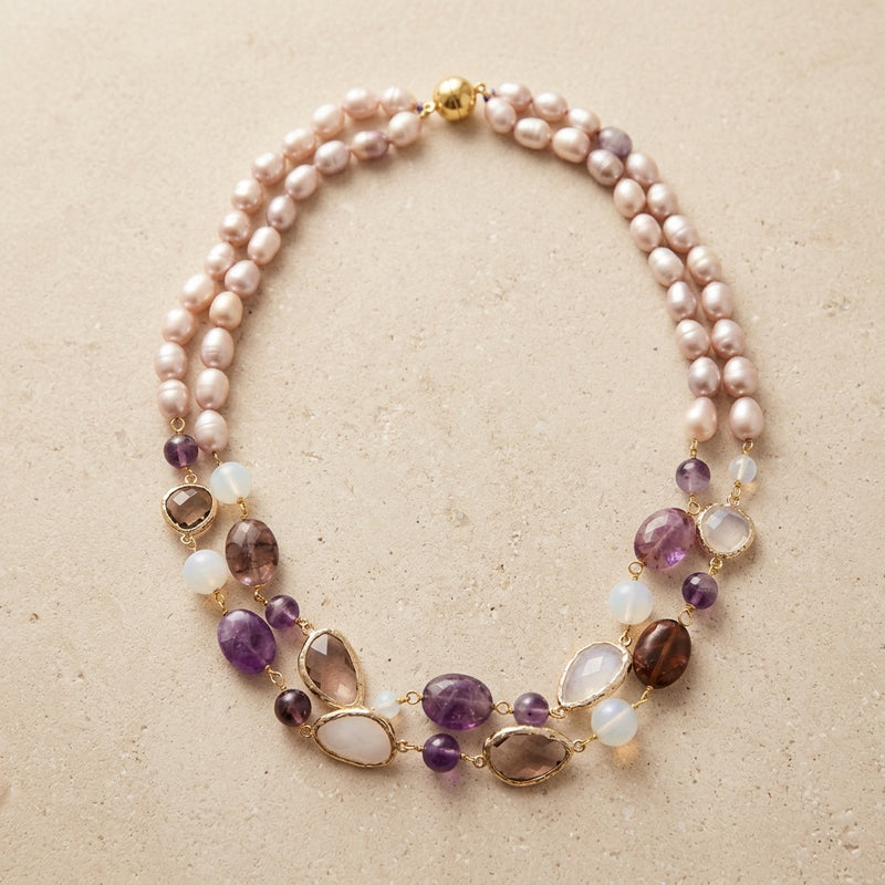Amethyst & Moonstone Necklace "Diva"