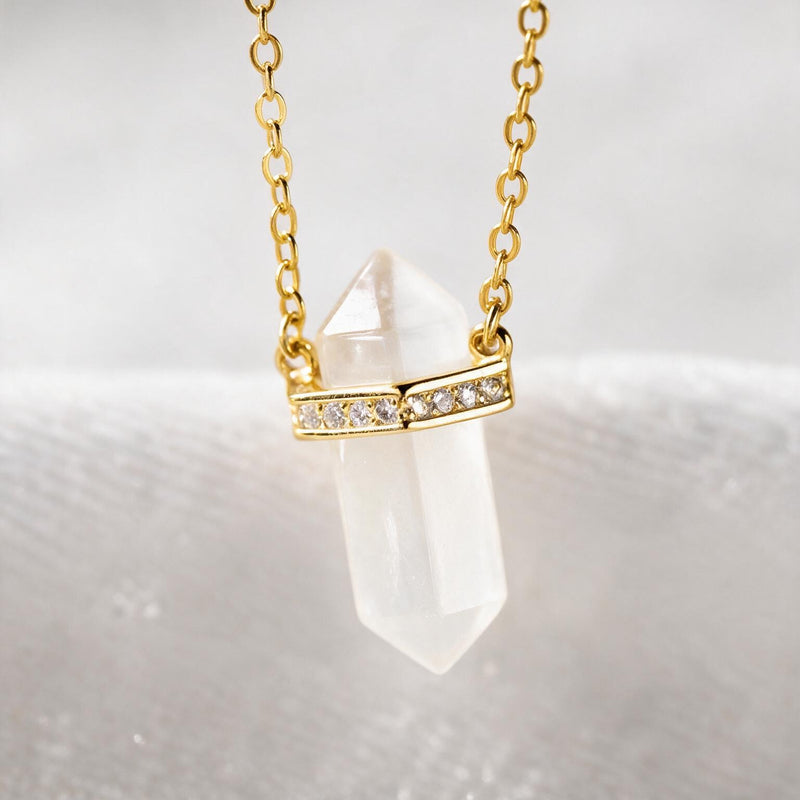 White Moonstone Necklace "Saturn"