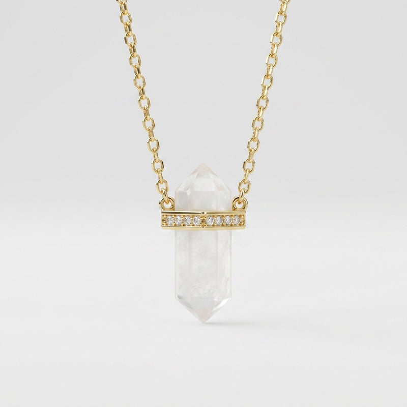 White Moonstone Necklace "Saturn"
