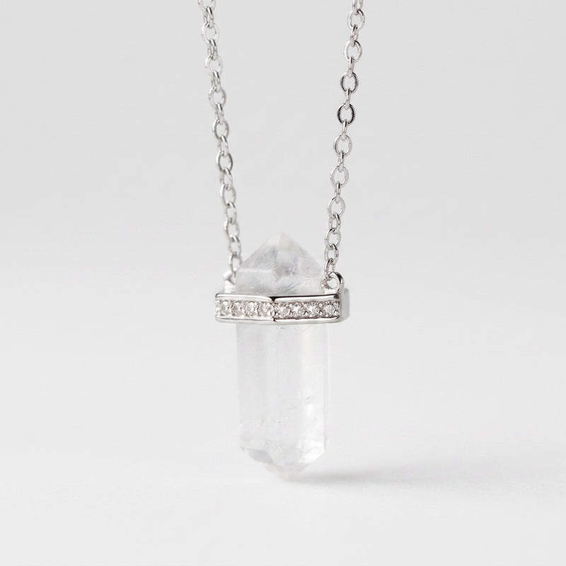 White Moonstone Necklace "Saturn"