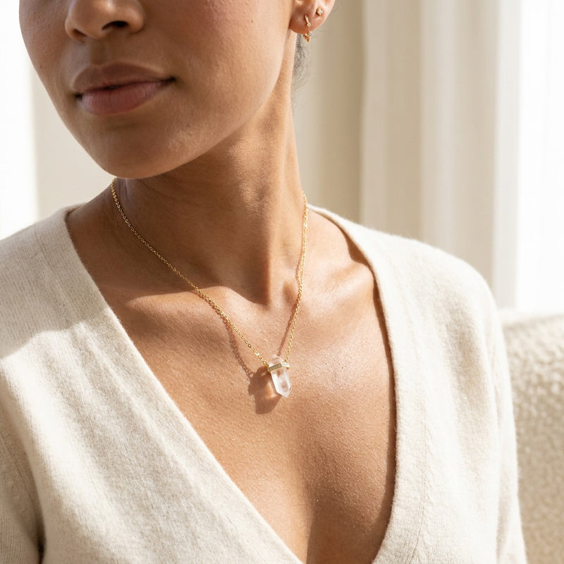 White Moonstone Necklace "Saturn"