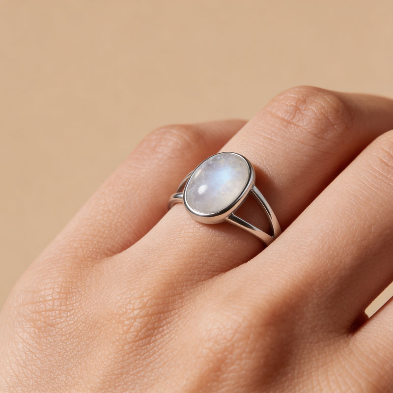 Moonstone Stone Ring “Silver Tide”
