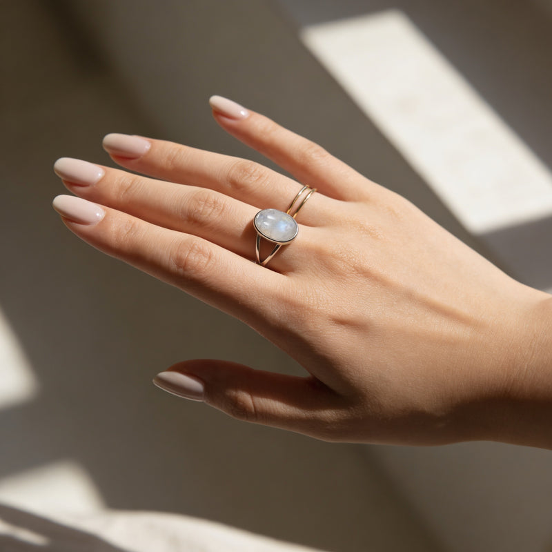 Moonstone Stone Ring “Silver Tide”