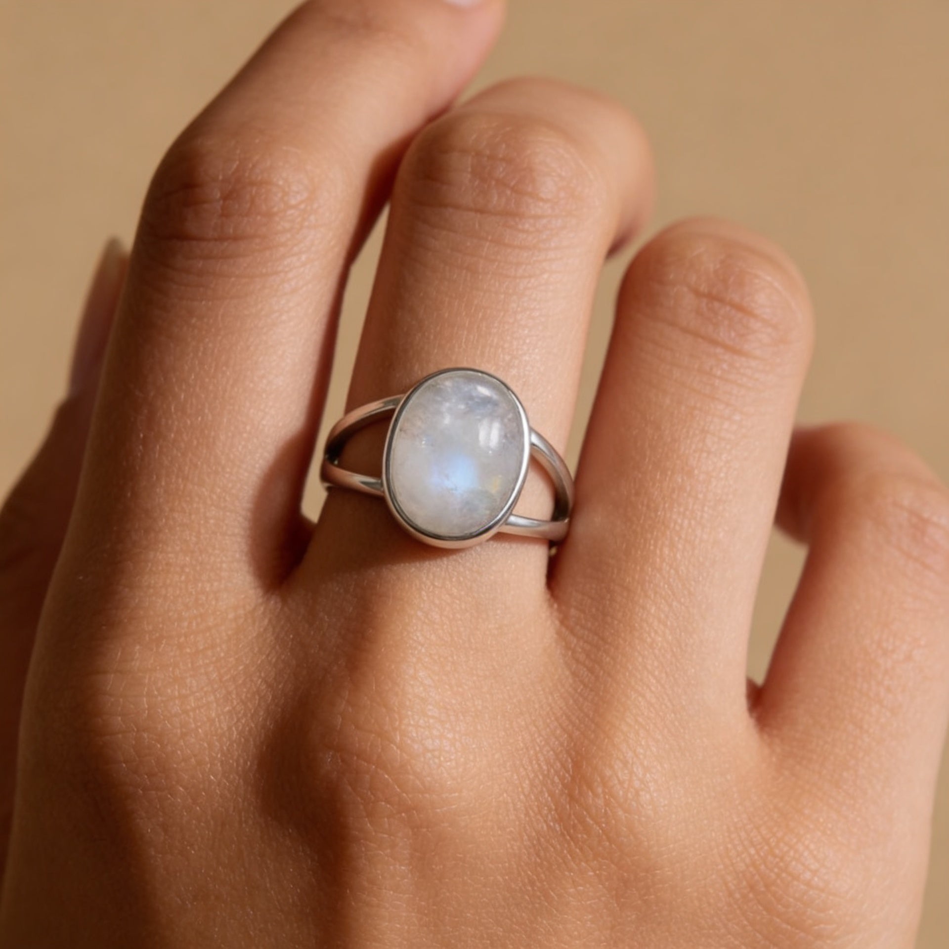 Moonstone Stone Ring “Silver Tide”