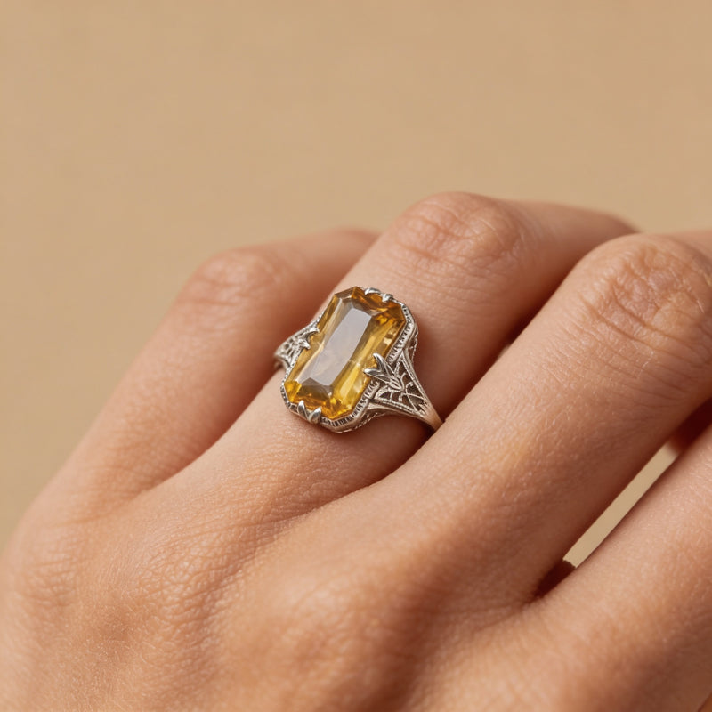 Citrine Stone Ring “Golden Aura”