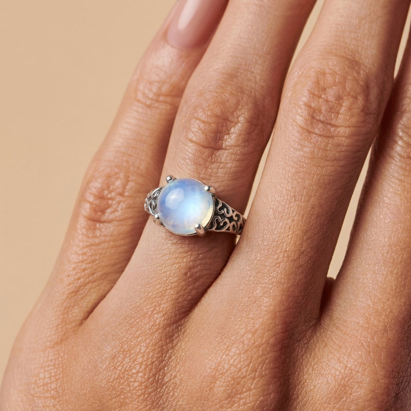 Opal Stone Adjustable Ring "Luneria Bloom"