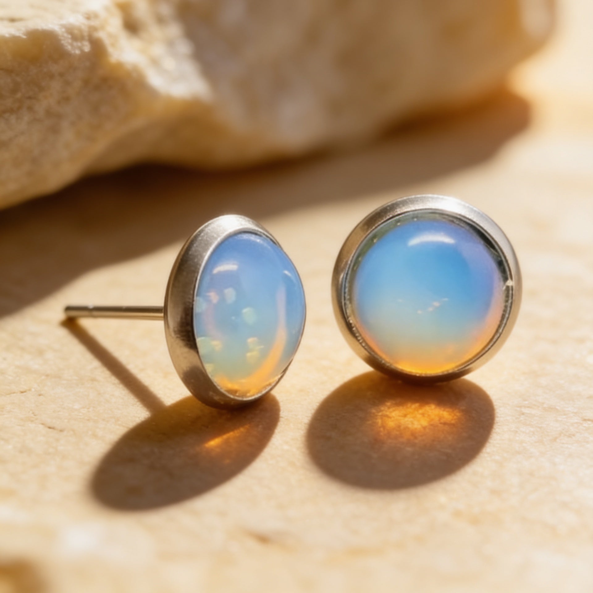 Opal Stone Stud Earrings "Orbita"