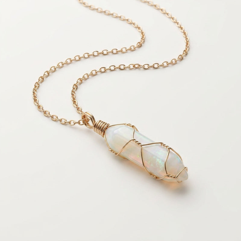 Gold Opal Necklace "Nexa Echo"