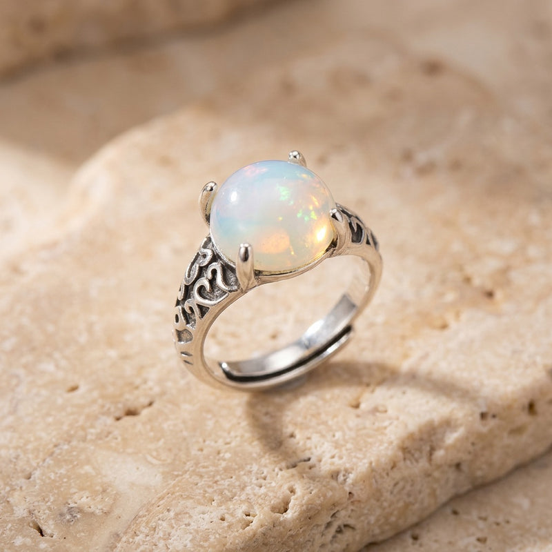 Opal Stone Adjustable Ring "Luneria Bloom"