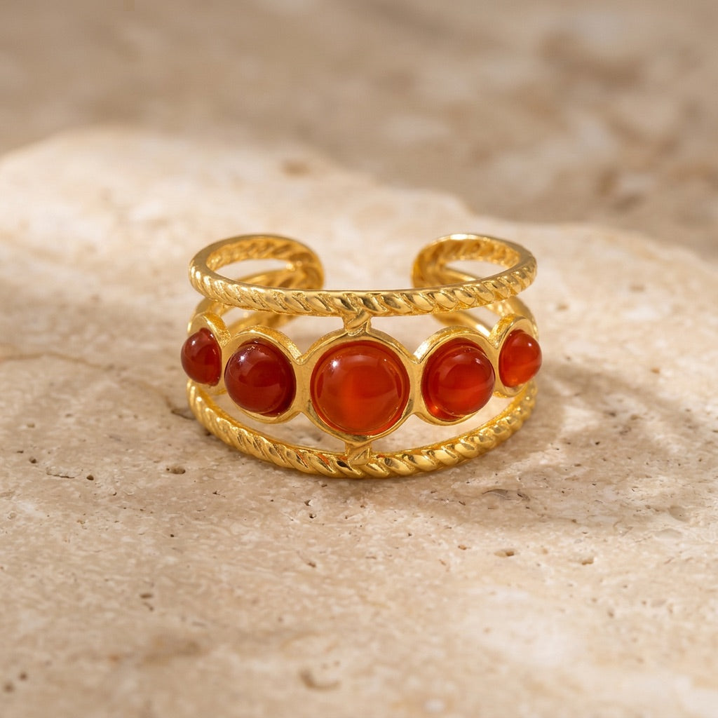 Orange Carnelian Ring "Galaxy"