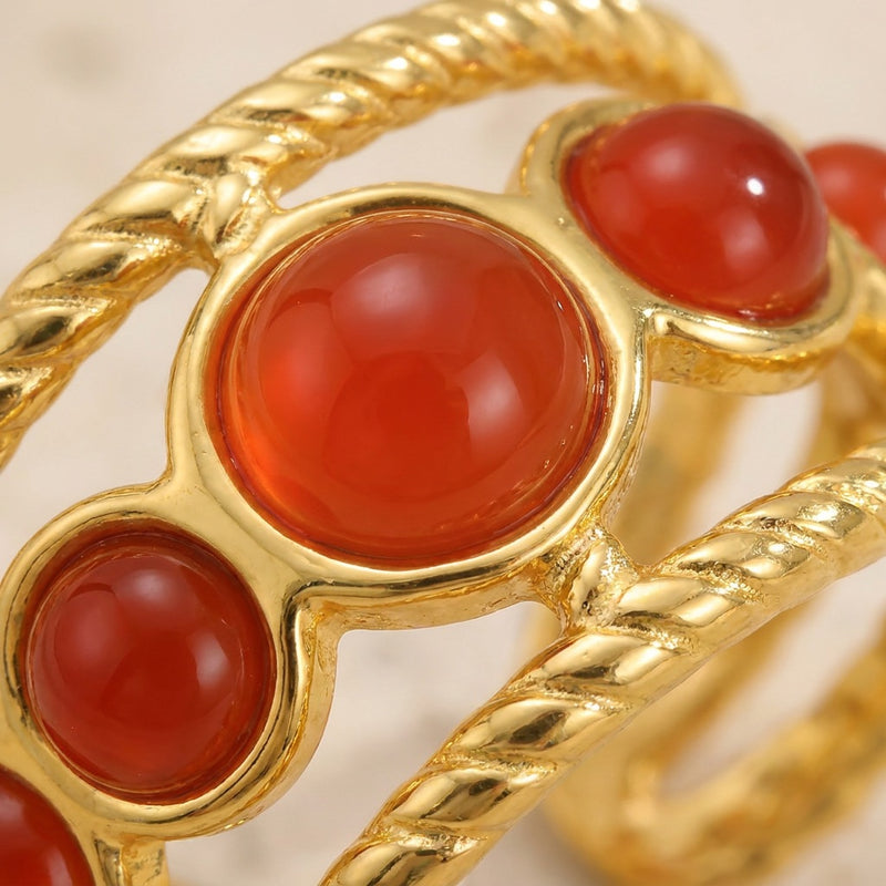 Orange Carnelian Ring "Galaxy"