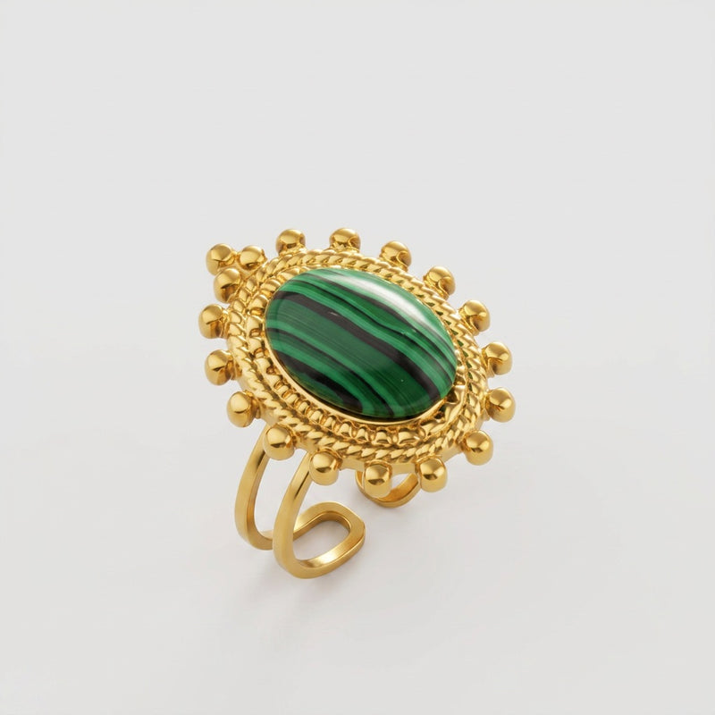 Malachite Adjustable Ring "Solenya"