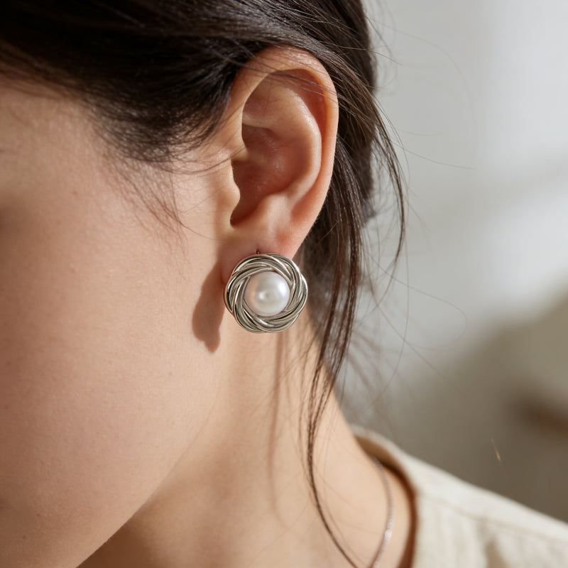 Pearl Earrings "Lunelle Weave"