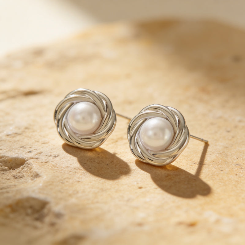 Pearl Earrings "Lunelle Weave"
