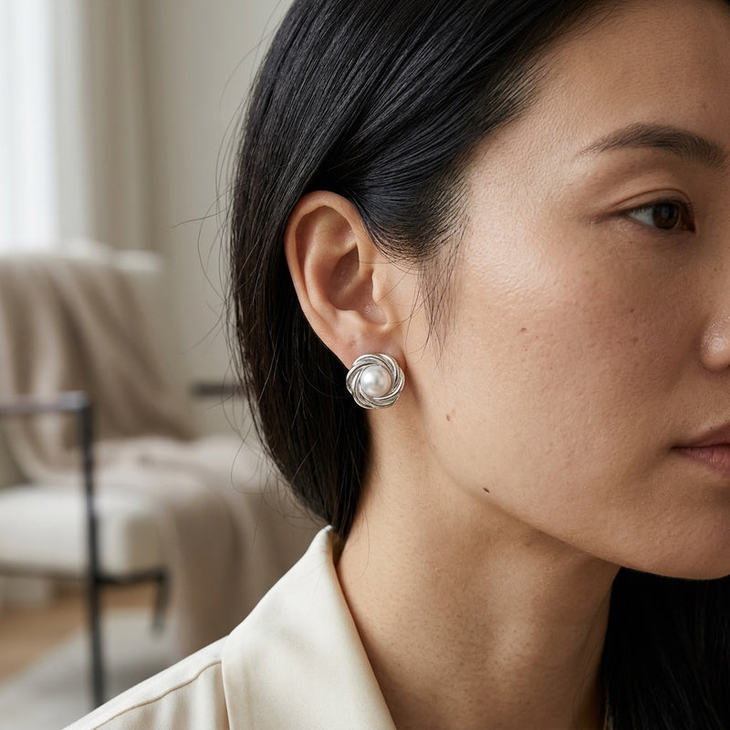 Pearl Earrings "Lunelle Weave"