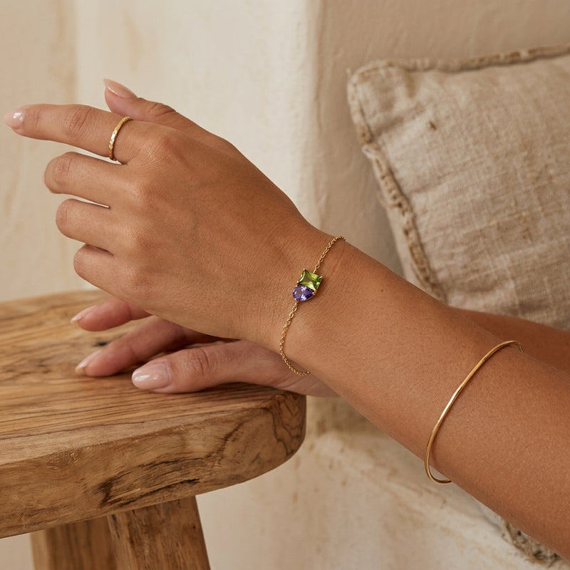Peridot & Amethyst Stone Bracelet "Esmira"