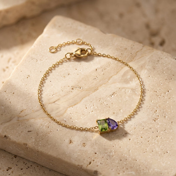 Peridot & Amethyst Stone Bracelet "Esmira"