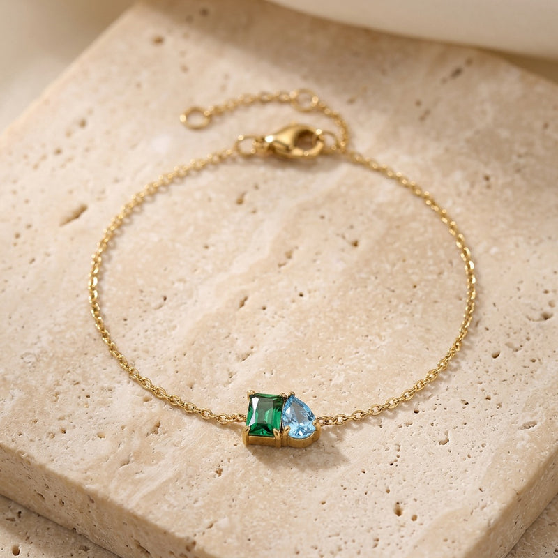 Peridot & Aquamarine Birthstone Bracelet "Esmira"