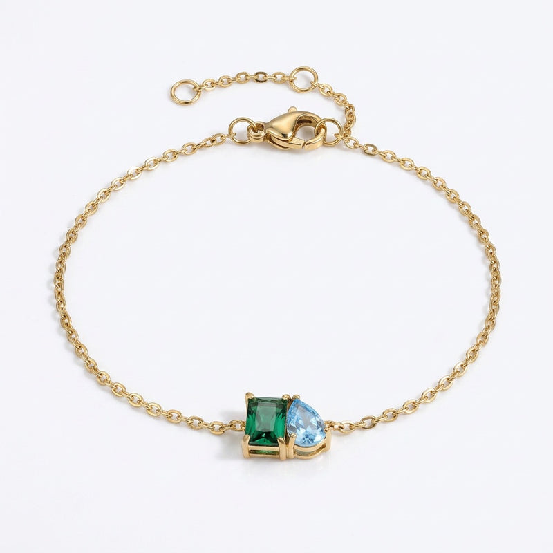 Peridot & Aquamarine Birthstone Bracelet "Esmira"